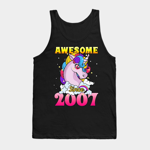Funny Awesome Unicorn Since 2007 Cute Gift Tank Top by saugiohoc994
